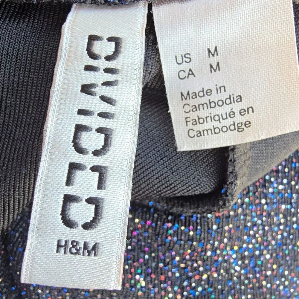 H&M Navy Keyhole Long Sleeve Crop Top